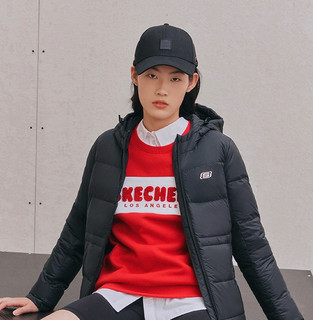 SKECHERS 斯凯奇 LIFESTYLE 女士运动羽绒服 L420W010/0018 碳黑色 S