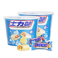 SNICKERS 士力架 夹心白巧克力组合装 2口味 340g*2桶（柠檬味340g+桃子味340g）