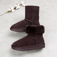 艾斯臣 ACESC 时尚雪地靴女鞋子一脚蹬短筒棉鞋加厚加绒面包鞋LAE51 巧色 35