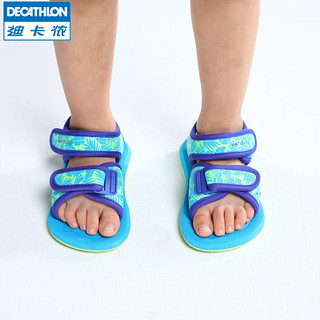 迪卡侬女童凉鞋夏季软底儿童魔术贴宝宝鞋子男童运动小童鞋NAB E（25、蓝色树叶）
