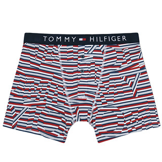 TOMMY HILFIGER 汤米·希尔费格 男士棉质针织印花中腰平角内裤UM0UM01634 多色条纹