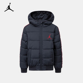 Nike Air Jordan 耐克小童装儿童短款棉服秋冬男女童加绒保暖上衣外套6-7岁130/64正黑色小童