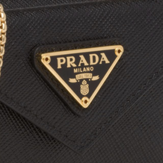 PRADA 普拉达 女士牛皮按扣链条斜挎包1MT011QHH 黑色中号