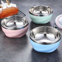 304不锈钢家用带盖儿童吃饭米饭碗宿舍用学生汤碗塑料保温碗大人