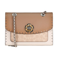 COACH 蔻驰 Parker系列 26 女士斜挎单肩包 967 LHQV9 卡其/灰白拼色