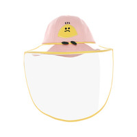 千寻儿童遮阳帽子防晒防飞沫防尘防护面罩渔夫帽 可拆卸护脸透明太阳帽户外可爱春秋男女宝宝儿童款粉色均码