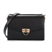 MICHAEL KORS 迈克·科尔斯 MK女包 Hendrix中号牛皮革手提单肩斜挎包 黑色 30F0G1HM2L BLACK