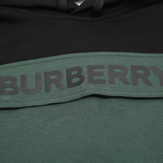 BURBERRY 博柏利 男士连帽卫衣 80238761 黑色徽标印花拼色 S