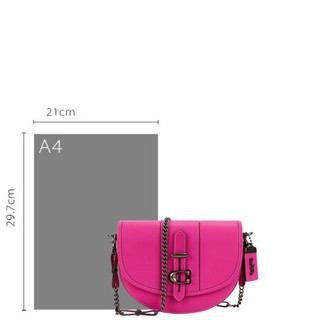 蔻驰 COACH 奢侈品 女士专柜款SADDLE系列鞣制皮革单肩斜挎包马鞍包玫粉色20号小号 47924 V5FUS