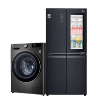 LG 乐金 冰洗套装 F520MC71变频十字对开门冰箱 530L+FLW10Z4B洗烘一体机 10.5kg 黑色