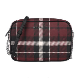 MK PLAID女士潮流中号拉链格子拼色链条单肩斜跨盒子方包