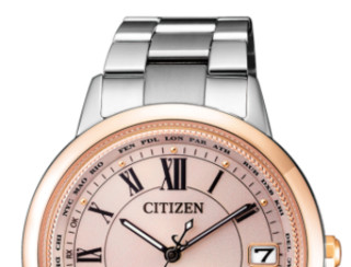 CITIZEN 西铁城 xC系列 CB1106-51W 女士光动能手表 36.2mm 粉盘 银色舒博钛表带 圆形