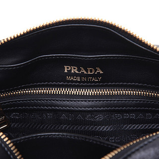 PRADA 普拉达 女士纯色牛皮拉链单肩斜挎包1BH093 2AIX F0002 V XPO 黑色