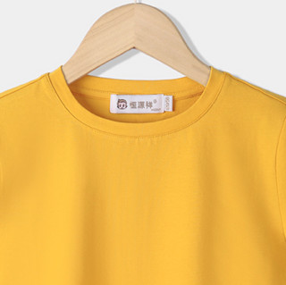 恒源祥 儿童纯色圆领短袖T恤 TQ20700 黄色 160cm