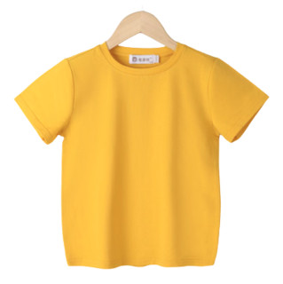 恒源祥 儿童纯色圆领短袖T恤 TQ20700 黄色 150cm