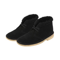 Clarks 其乐 Desert Boot.秋冬暖绒系列女士牛皮系带低跟绒里短靴261185994 黑色35