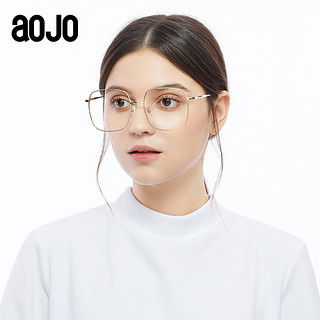aojo眼镜框时尚大方形型金框属眼镜架FASTY5518