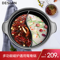 德世朗鸳鸯火锅 家用插电多功能大容量电磁炉专用4-6人电鸳鸯火锅