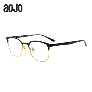 aojo眼镜商务男半框眼镜架可配近视镜复古文艺眼镜男潮FACLS1001