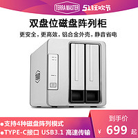 铁威马 D2-330雷电3磁盘阵列usb3.0多盘位机械硬盘3.5寸硬盘盒外接盒raid硬盘柜台式机硬盘改移动硬盘笼外置