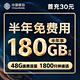 8G通用+30G定向+300分钟【充30元】免费用半年