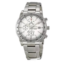 SEIKO 精工 CHRONOGRAPH系列 SNDD03 男士石英手表 43mm 银盘 银色不锈钢表带 圆形