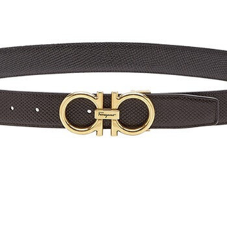 Salvatore Ferragamo 菲拉格慕 GANCINI系列男士牛皮针扣双面可调节式皮带0735900_C_110 黑色110cm