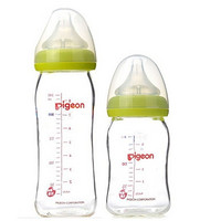 88VIP：pigeon 贝亲 宽口径玻璃奶瓶 240ml绿色+ 160ml绿色