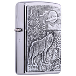 ZIPPO 之宝 20855 木狼行 拉丝镀铬徽章 煤油防风火机 *2件