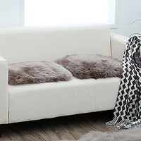 WOOLTARA 澳洲羊毛皮毛一体沙发垫 棕色 45x45cm两个装