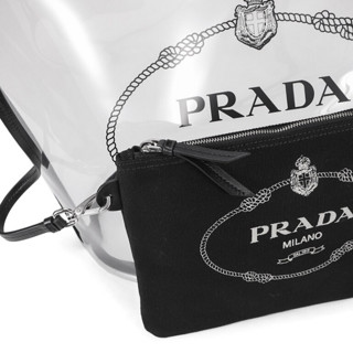 PRADA 普拉达 女士敞口透明单肩手提包1BG166 2BY5 F0002 V MOO 黑色