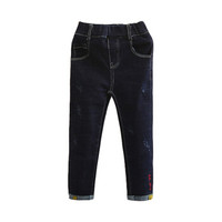 贝壳元素字母牛仔裤 秋装新款女童童装儿童松紧腰长裤kzc500 牛仔蓝(春秋款) 100cm