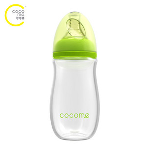 cocome 可可萌 宽⼝径晶钻玻璃奶瓶 天青蓝 260ML