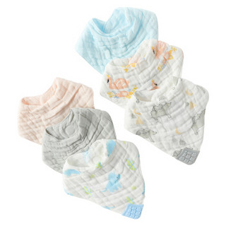 gb好孩子新生儿口水巾纯棉婴儿三角巾儿童纱布巾宝宝围兜2条装 灰色