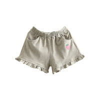 贝壳元素宝宝草莓短裤 夏装新款女童童装儿童松紧腰裤子kzc311 灰色 90cm