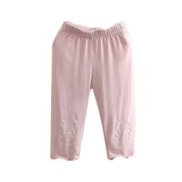 贝壳元素宝宝卡通打底裤 夏装新款女童童装儿童修身七分裤子kzc352 粉色 90cm