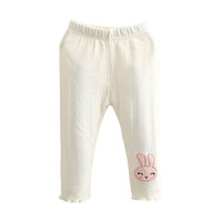 贝壳元素宝宝卡通打底裤 夏装新款女童童装儿童薄款七分裤子kzc351 白色 90cm