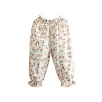 贝壳元素宝宝束脚裤 夏装新款女童童装儿童卡通防蚊裤子kzc360 白色 140cm