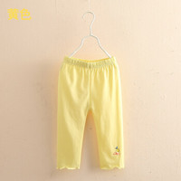 贝壳元素宝宝卡通打底裤 夏装新款女童童装儿童百搭松紧腰裤子kzc355 黄色 90cm