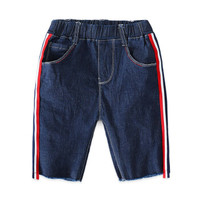 贝壳元素宝宝牛仔短裤 夏装韩版新款男童童装儿童五分裤子kzb027 牛仔蓝 140cm