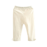 贝壳元素宝宝打底裤 夏装新款女童童装儿童修身七分裤子kzc292 白色 110cm