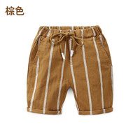 贝壳元素宝宝七分裤 夏装新款男童童装儿童系绳中裤子kzc092 棕色 150cm