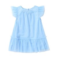 安奈儿童装女童连衣裙新款中小童拼纱气质连衣裙 冰水蓝 90cm