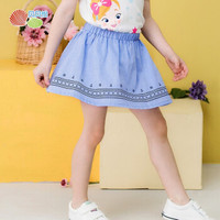 贝贝怡女童年新款裙子清爽小公主半身裙 浅蓝 12个月/身高80cm