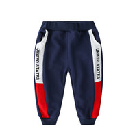 贝壳元素宝宝字母运动长裤 秋装新款男童童装儿童休闲裤kzb956 藏青色红边 120cm