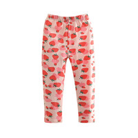 贝壳元素宝宝卡通打底裤 秋装新款女童童装儿童修身长裤kzc013 粉色草莓 90cm
