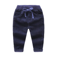 贝壳元素宝宝灯芯绒系带长裤 秋装新款男童童装儿童休闲长裤kzb623 藏青色 90cm