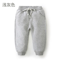 贝壳元素宝宝系带长裤子 冬装新款男童童装儿童加绒加厚长裤子kzb758 浅灰色 130cm