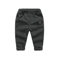 贝壳元素宝宝百搭长裤 冬装新款男童童装儿童加绒加厚休闲裤kzb709 黑灰色 100cm