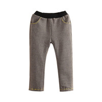 贝壳元素宝宝休闲裤 冬装新款女童童装儿童加绒加厚长裤子 kzb827  咖格 100cm